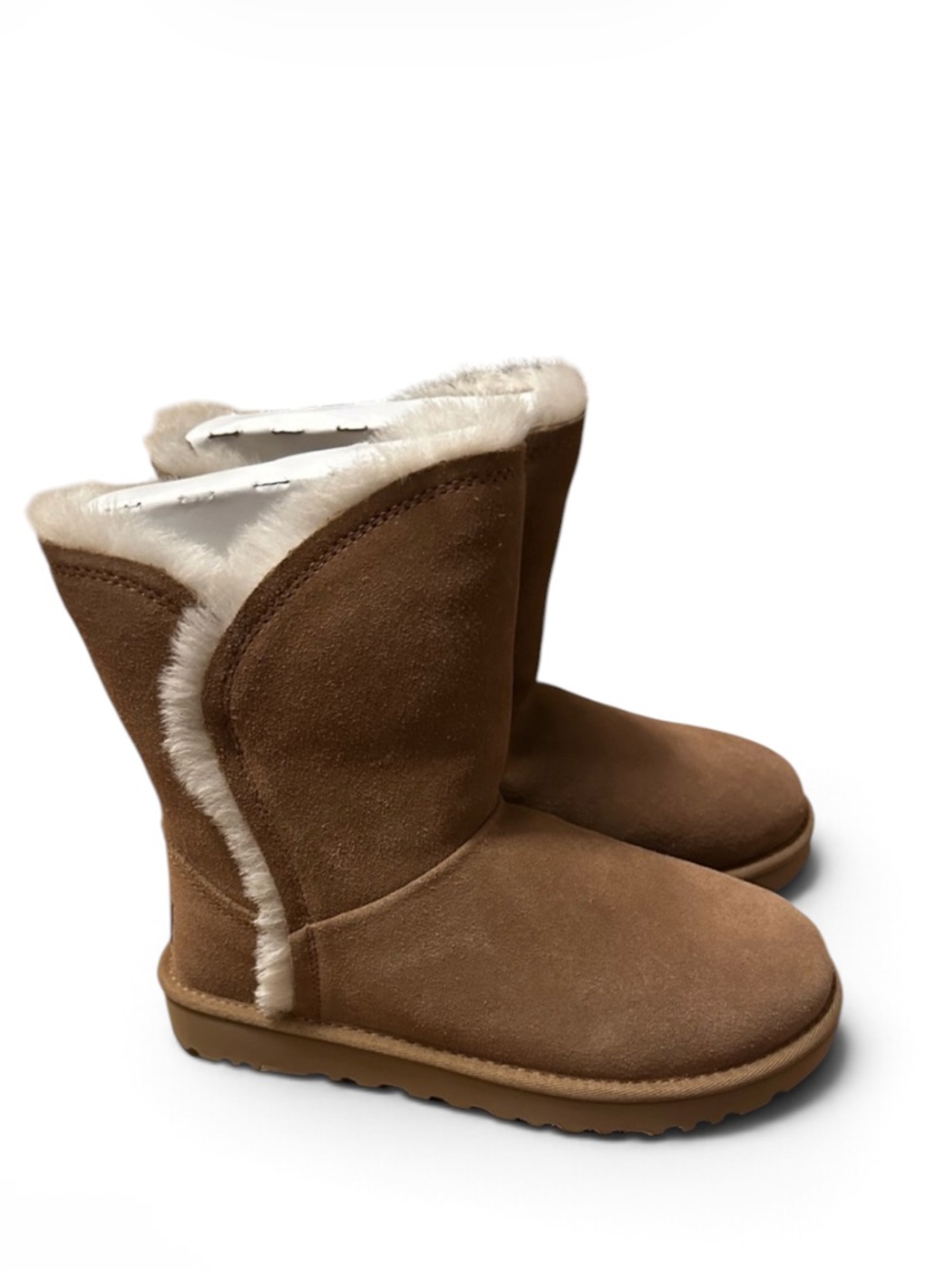 UGG women’s CLASSIC SHORT FLUFF HIGH LOW SHORT BOOTS CHESTNUT